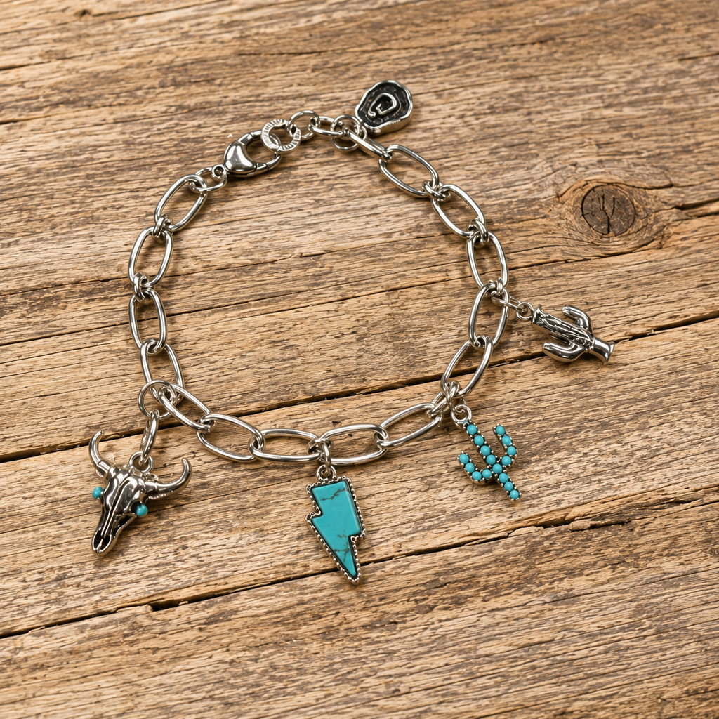 Fashion Turquoise Charm Link Bracelet