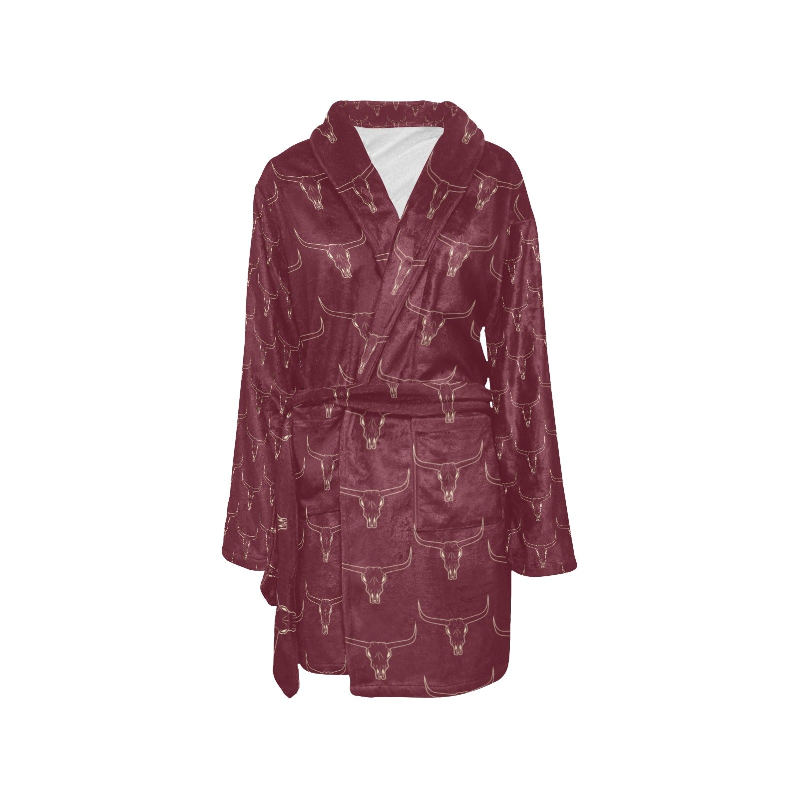 Baha Ranch Burgundy Longhorn Women's Western Bath Robe by Baha Ranch Western Wear - product image 3