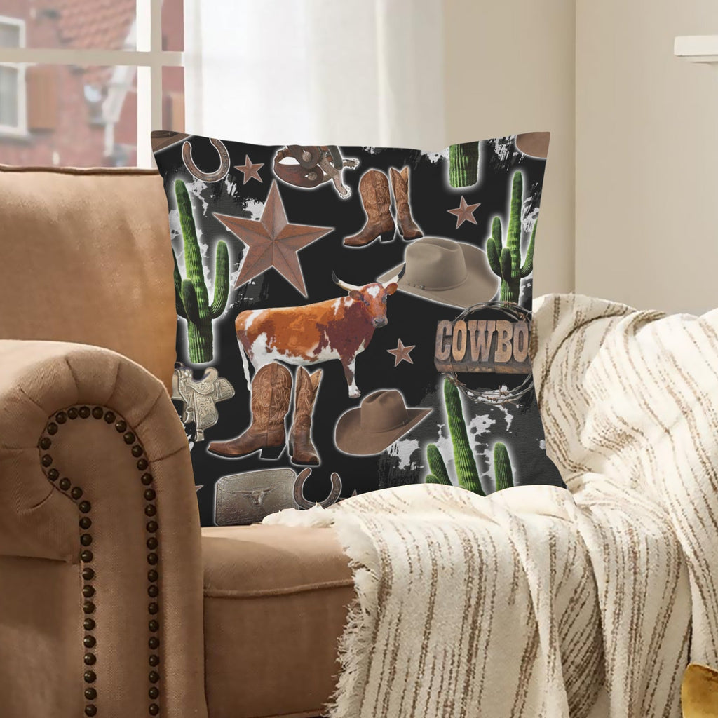Baha Ranch Cowboy Collage Velvety Soft Throw Pillow Case Made in America by Baha Ranch Western Wear - product image 2