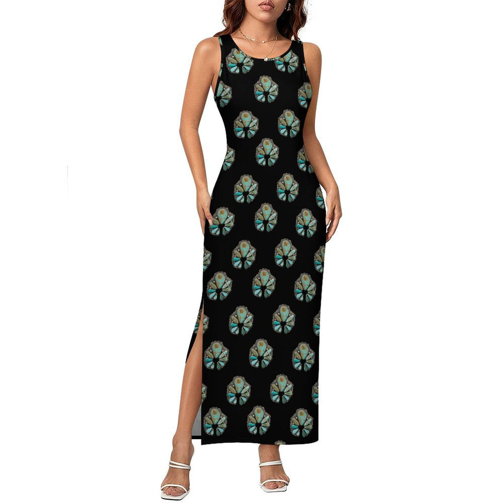 Baha Ranch Turquoise Naja Sleeveless Bodycon Side Slit Maxi Dress by Baha Ranch Western Wear - product image 4