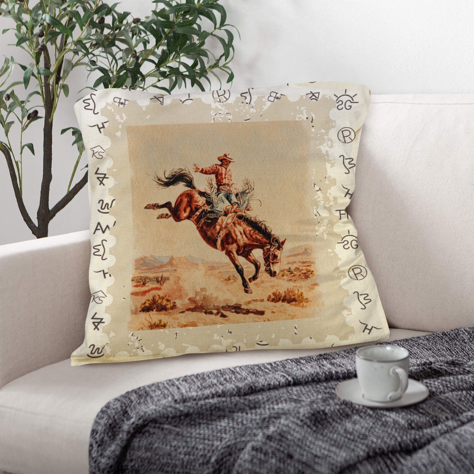 Baha Ranch Vintage Rodeo Stamp Throw Pillow Made in America by Baha Ranch Western Wear