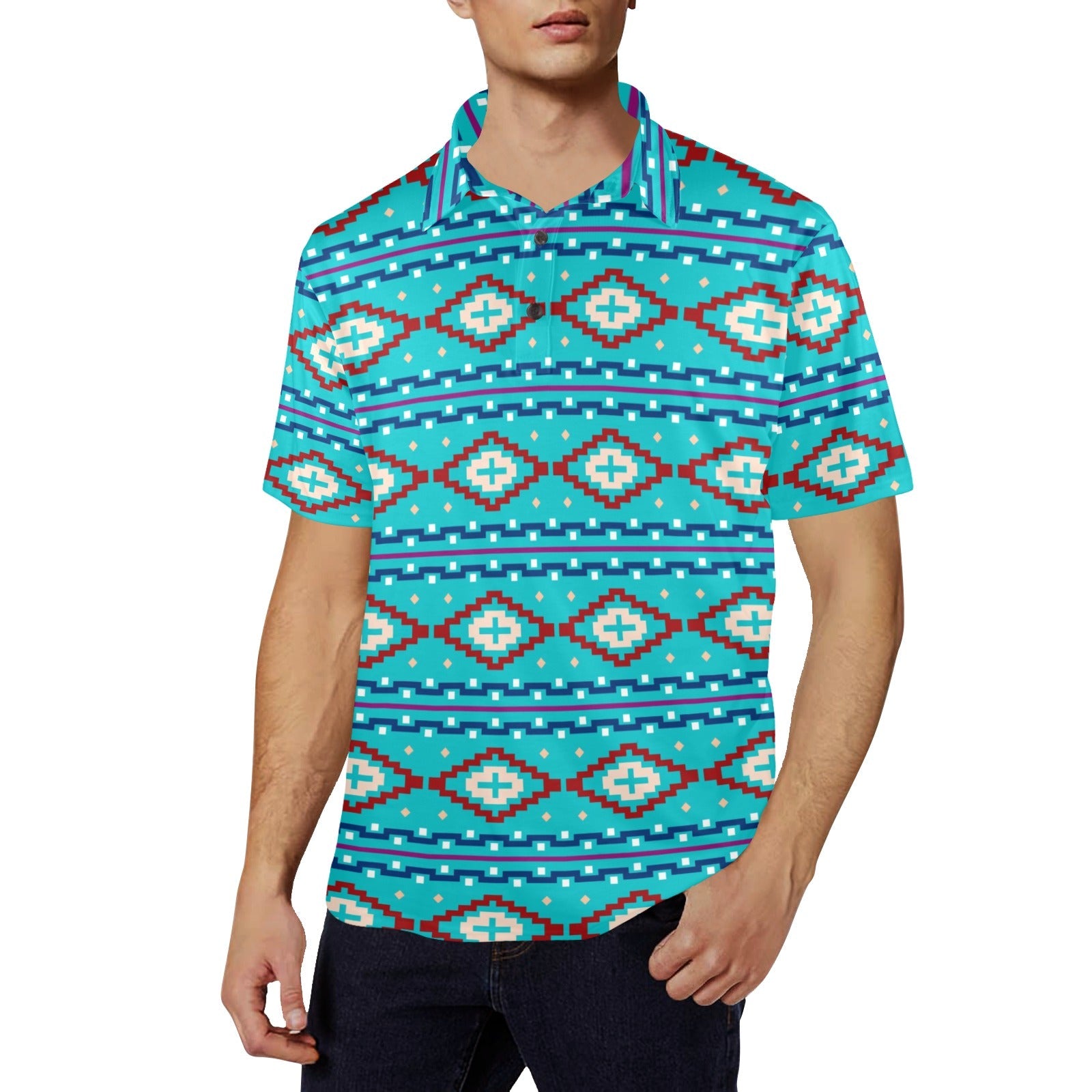 Baha Ranch Turquoise Aztec Polo by Baha Ranch Western Wear - product image 2