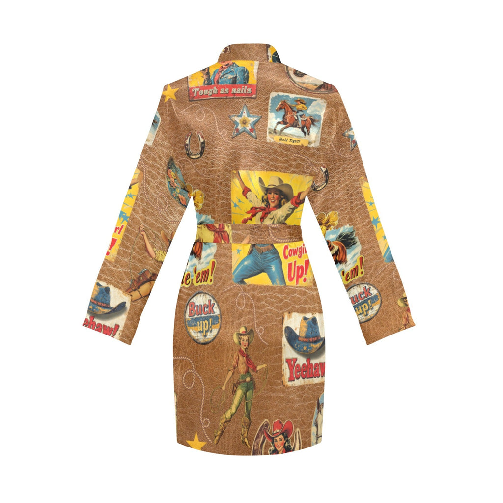 Baha Ranch Vintage Cowgirl Collage Satin Robe by Baha Ranch Western Wear - product image 4