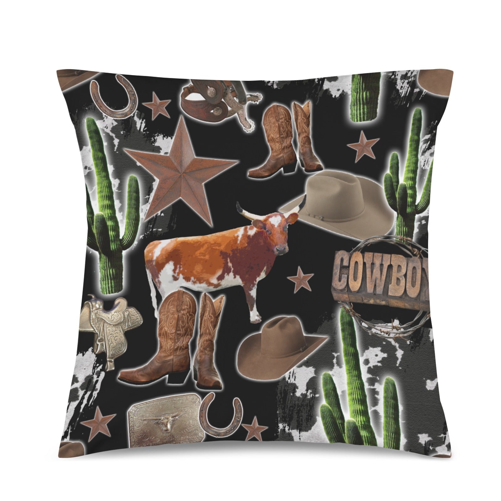 Baha Ranch Cowboy Collage Velvety Soft Throw Pillow Case Made in America by Baha Ranch Western Wear - product image 3