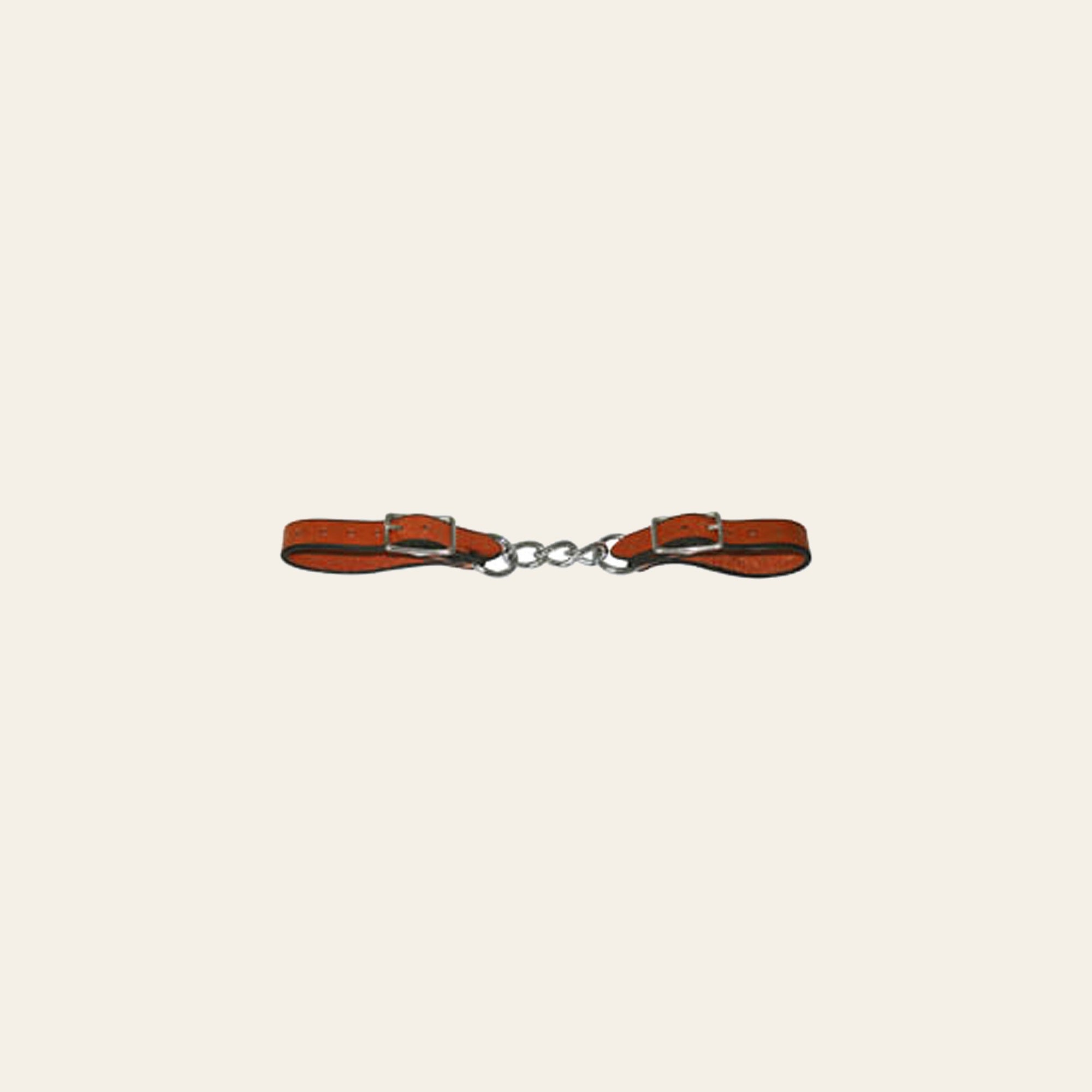 5/8" Hilason Western Horse Leather Curb Strap W/ Nickel Platedmouth Chain