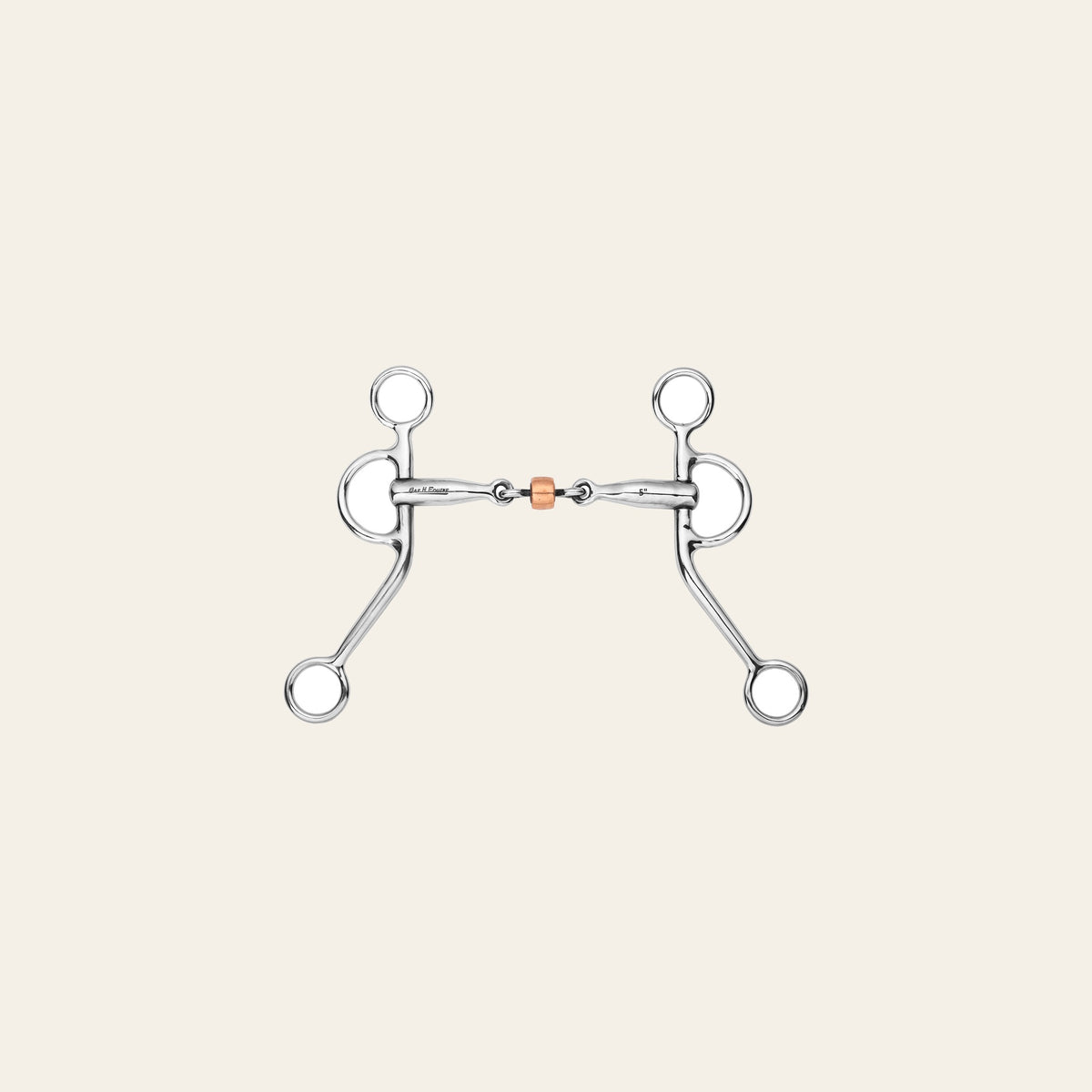 BAR H EQUINE Argentine Snaffle Bit with Three Piece Dog Bone Copper Roller