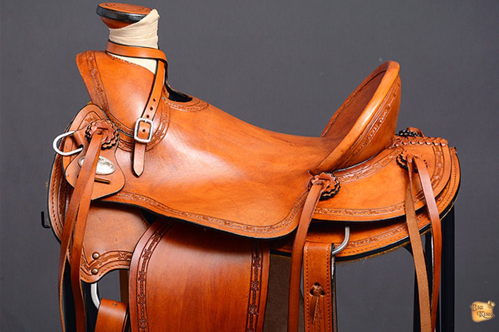 HILASON Western Horse Wade Saddle American Leather Ranch Roping Tan | Hand Tooled & For Horses