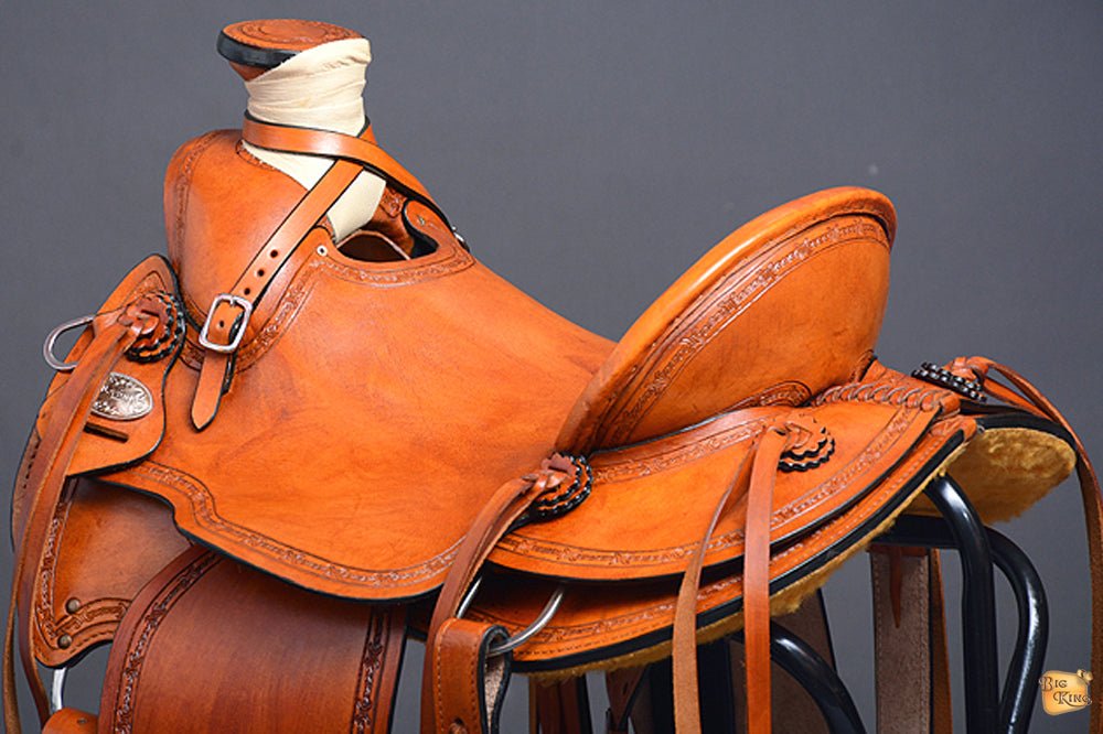 HILASON Western Horse Wade Saddle American Leather Ranch Roping Tan | Hand Tooled & For Horses