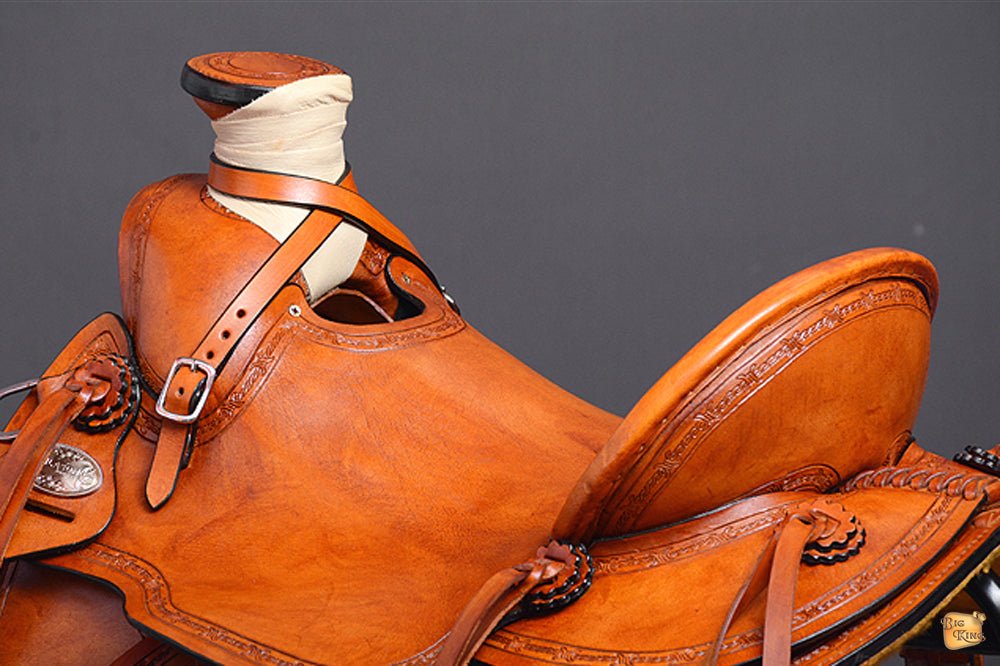 HILASON Western Horse Wade Saddle American Leather Ranch Roping Tan | Hand Tooled & For Horses