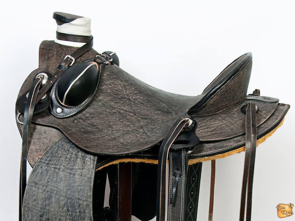 HILASON Western Horse Wade Saddle American Leather Ranch Roping Antique Black | Hand Tooled & For Horses