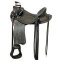 Traditional Handcrafted Antique Black Wade Ranch Roping Saddle With Exquisite Tooled Leather