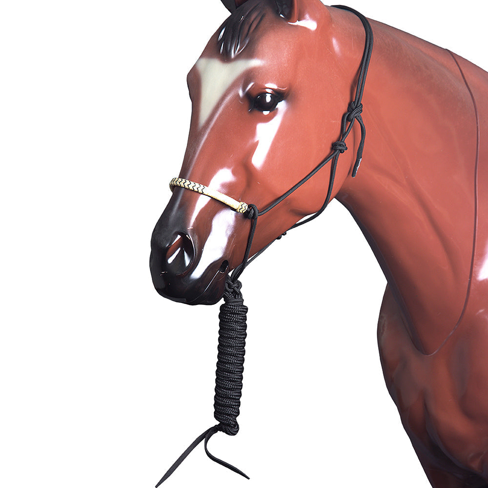 Classic Equine Nylon Rawhide Noseband Halter — Black