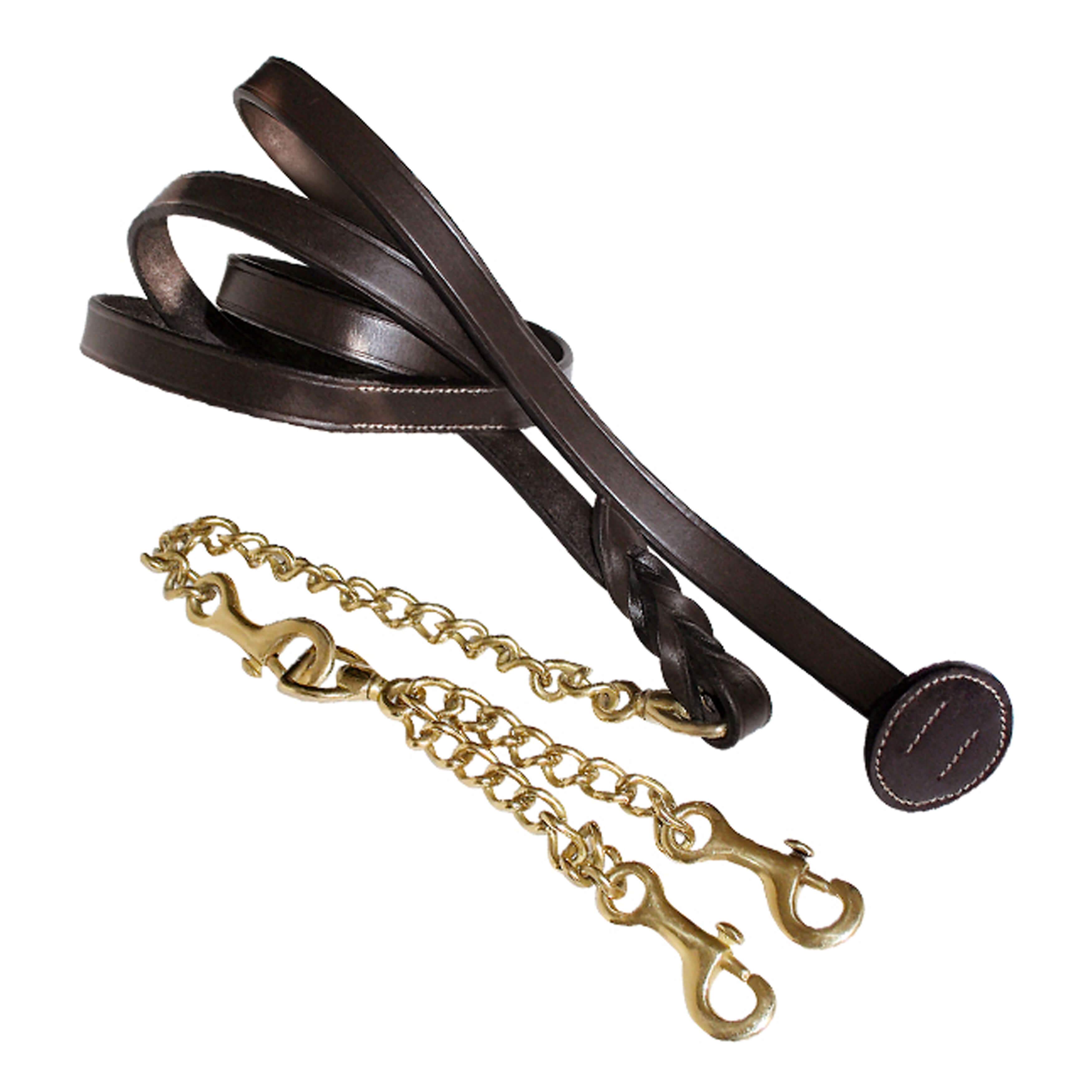 ExionPro Leather Lead with Double Brass Chain by Bridles & Reins