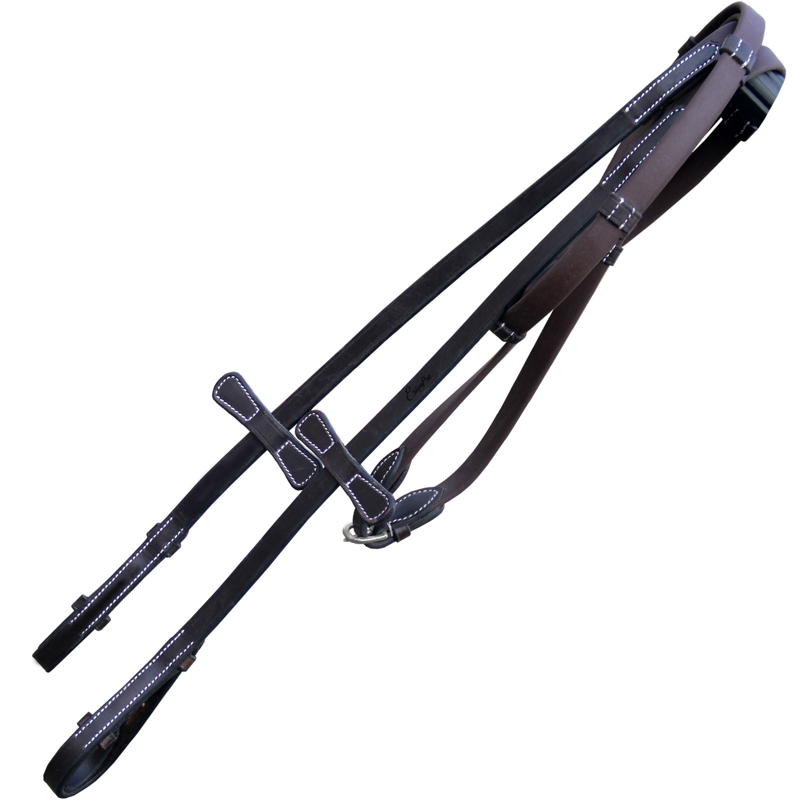 ExionPro Plain Rubber Reins with 7 Loops & Martingale Stoppers by Bridles & Reins