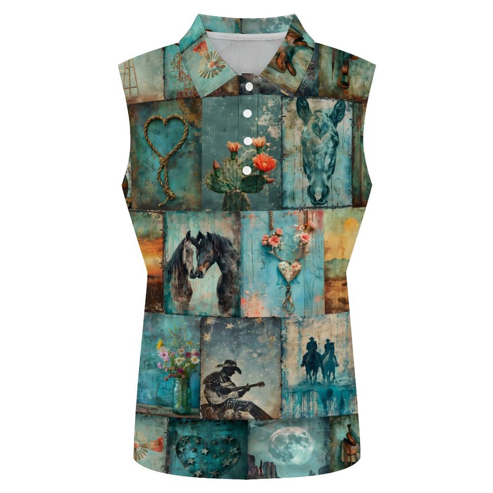 Baha Ranch Turquoise Dreams Sleeveless Polo Tank Top by Baha Ranch Western Wear - product image 3