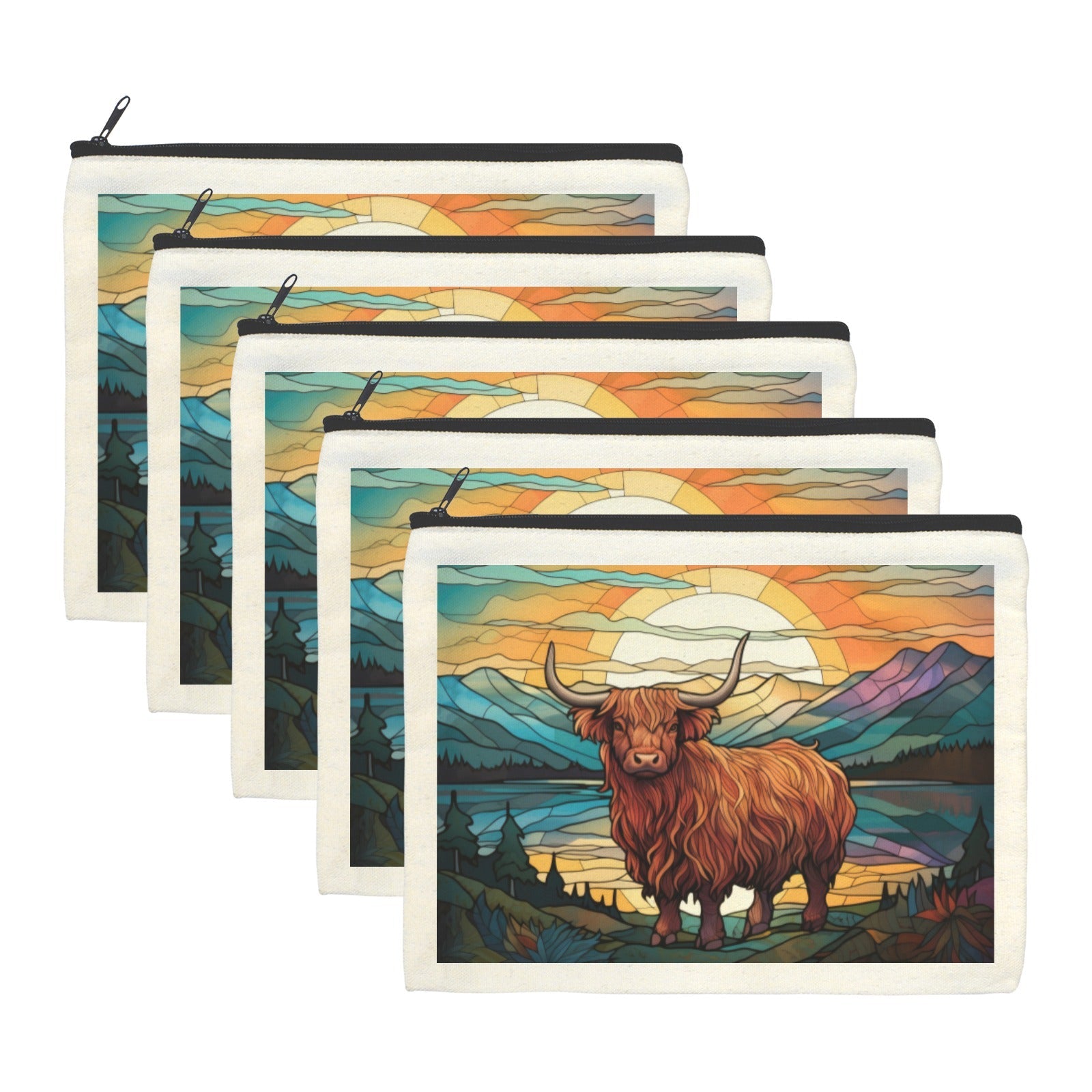 Baha Ranch Stained Glass Highland Cosmetic Bag Pack of 5 Made in America by Baha Ranch Western Wear - product image 2