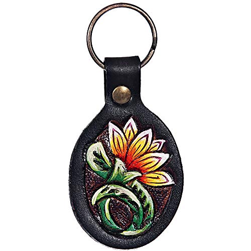 Hand Tooled Leather Key Chain Ring Handcraft Handmade Hilason