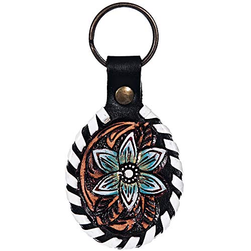 Hand Tooled Leather Key Chain Ring Handcraft Handmade Hilason