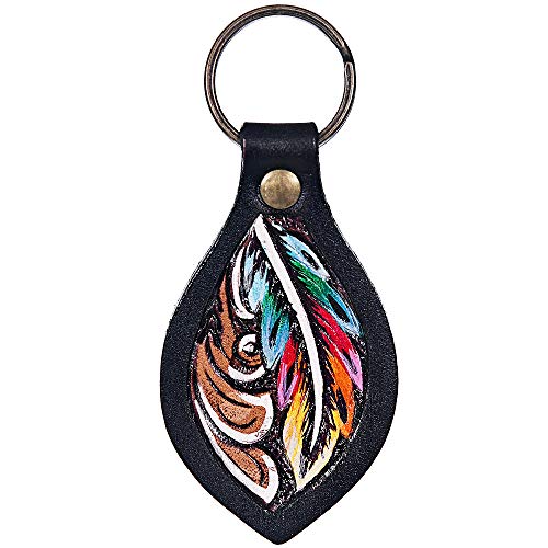 Hand Tooled Leather Key Chain Ring Handcraft Handmade Hilason