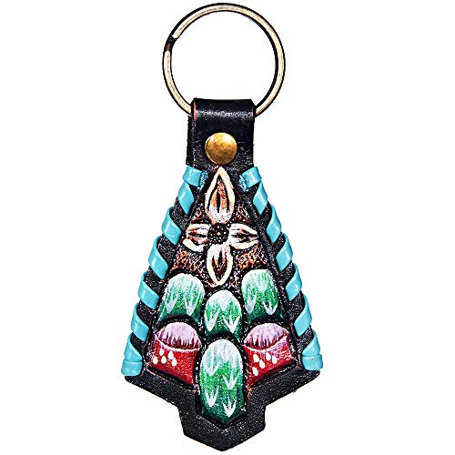 Hand Tooled Leather Key Chain Ring Handcraft Handmade Hilason