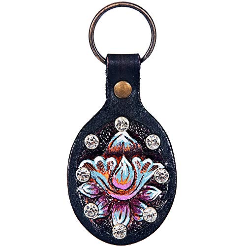 Hand Tooled Leather Key Chain Ring Handcraft Handmade Hilason