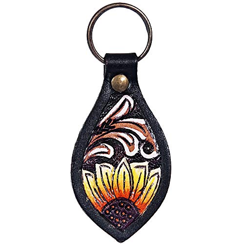 Hand Tooled Leather Key Chain Ring Handcraft Handmade Hilason