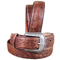 3D Mens Ostrich Print Leather Belt Removable Silver Buckle