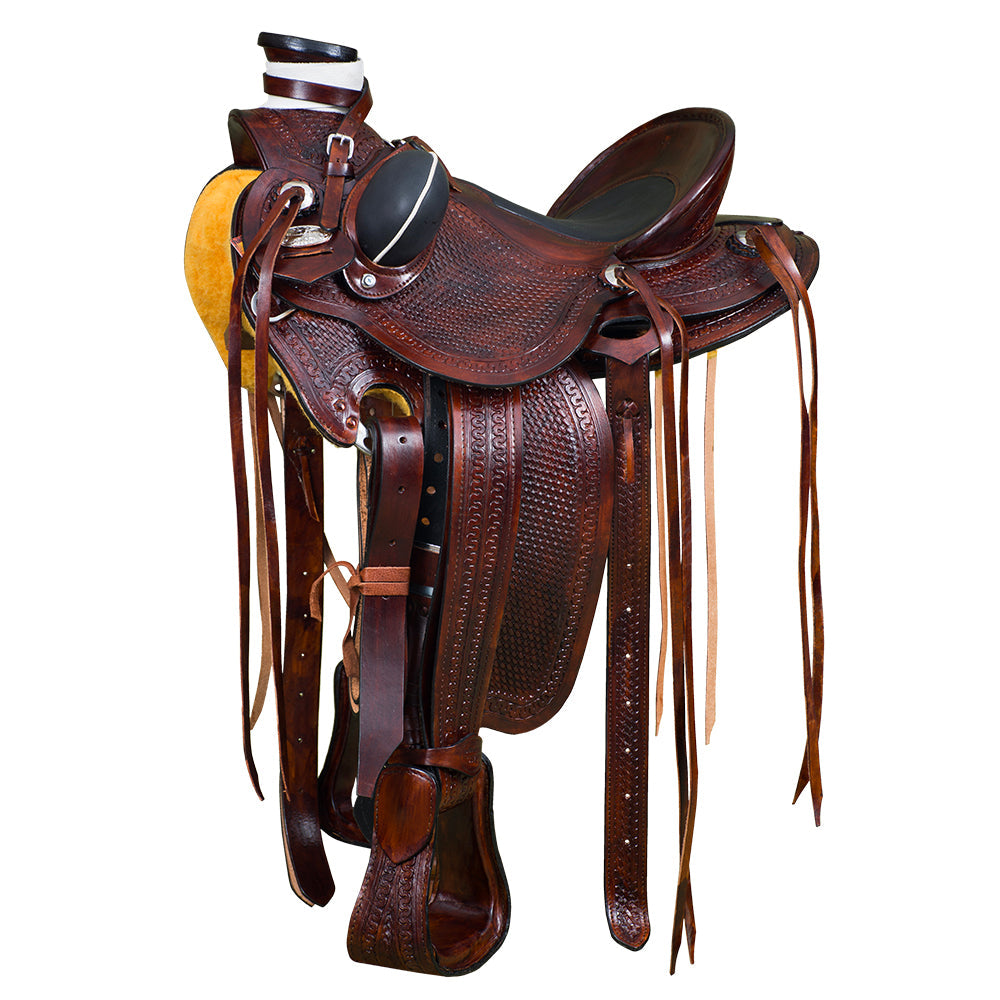 HILASON Western Horse Saddle American Leather Wade Ranch Roping Dark Brown | Hand Tooled & For Horses