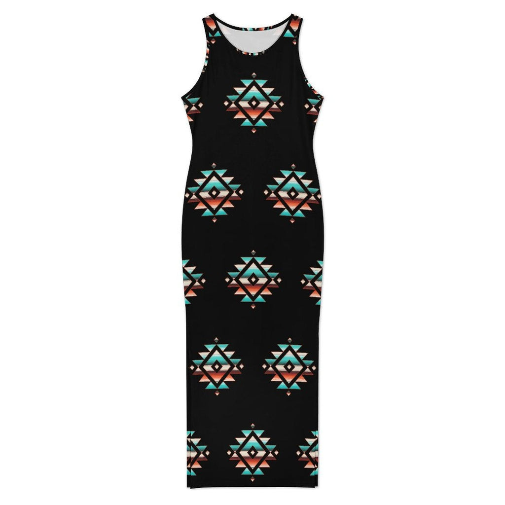 Baha Ranch Southwestern Aztec Sleeveless Bodycon Side Slit Western Maxi Dress by Baha Ranch Western Wear - product image 4