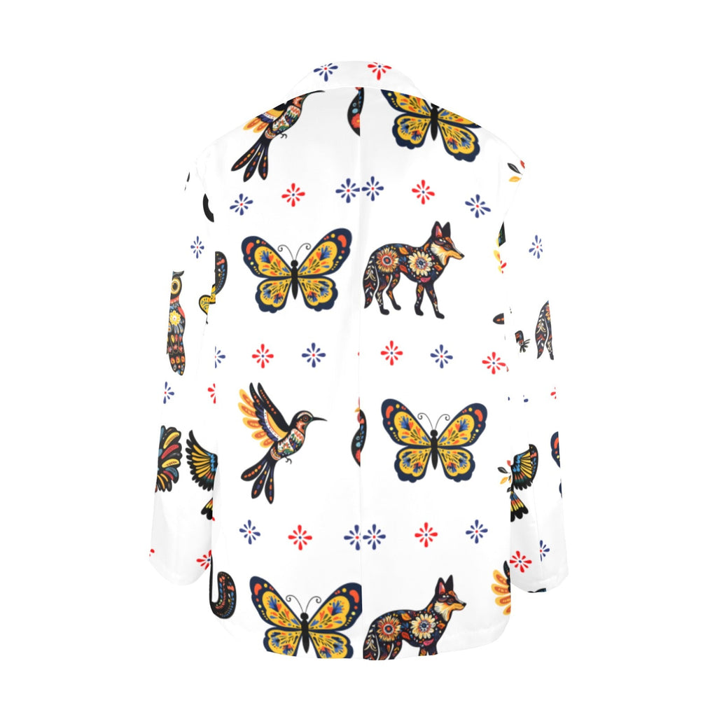 Baha Ranch Colores de Mexico Mexican Talavera Floral Animals Blazer in White by Baha Ranch Western Wear - product image 2