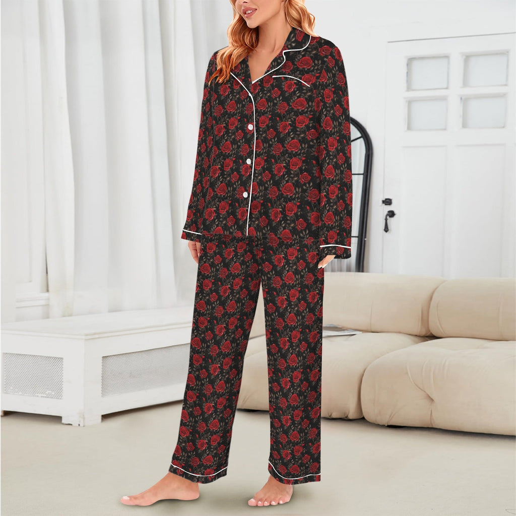 Baha Ranch Colores De Mexico Red Roses Satin Pajama Set by Baha Ranch Western Wear - product image 2