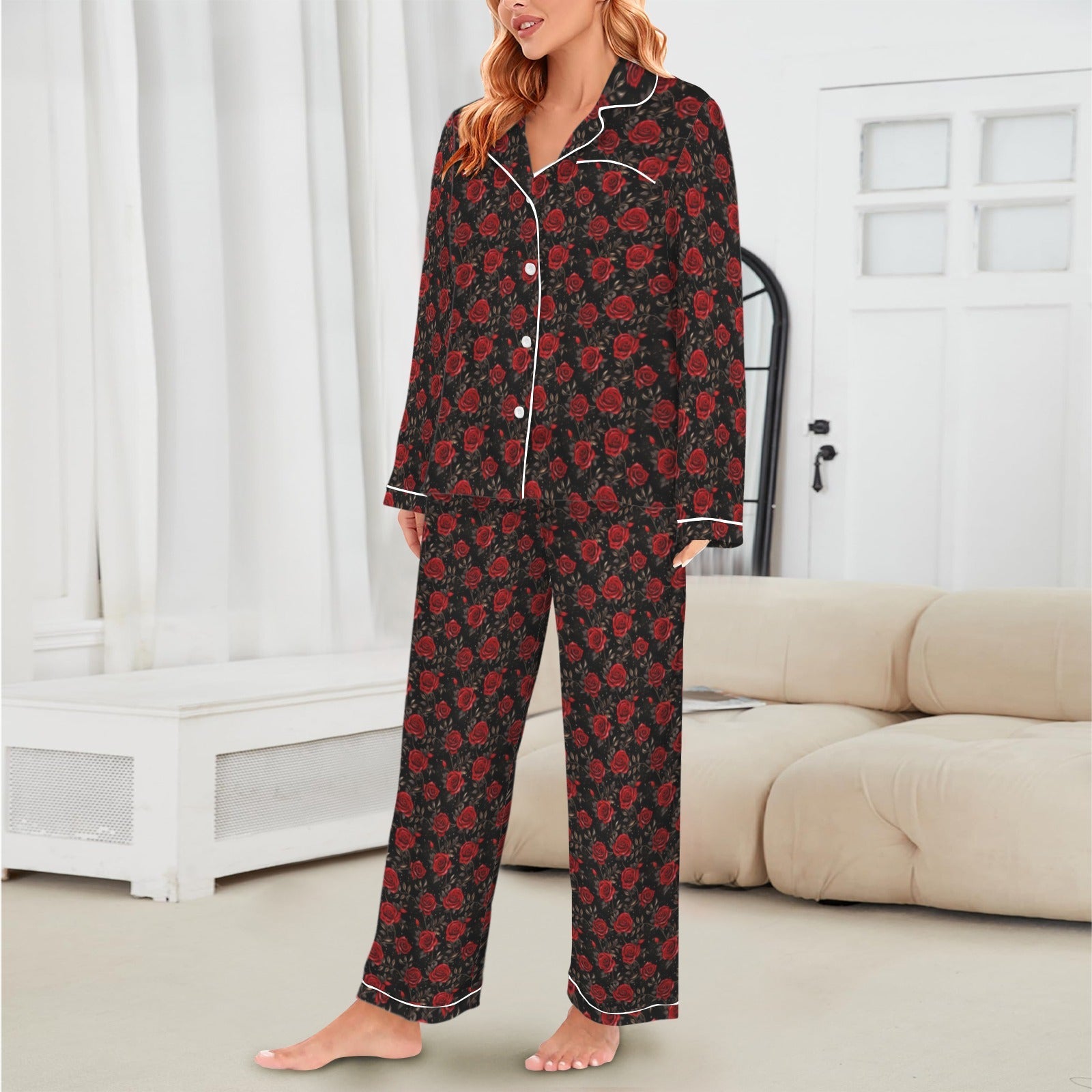 Baha Ranch Colores De Mexico Red Roses Satin Pajama Set by Baha Ranch Western Wear - product image 2