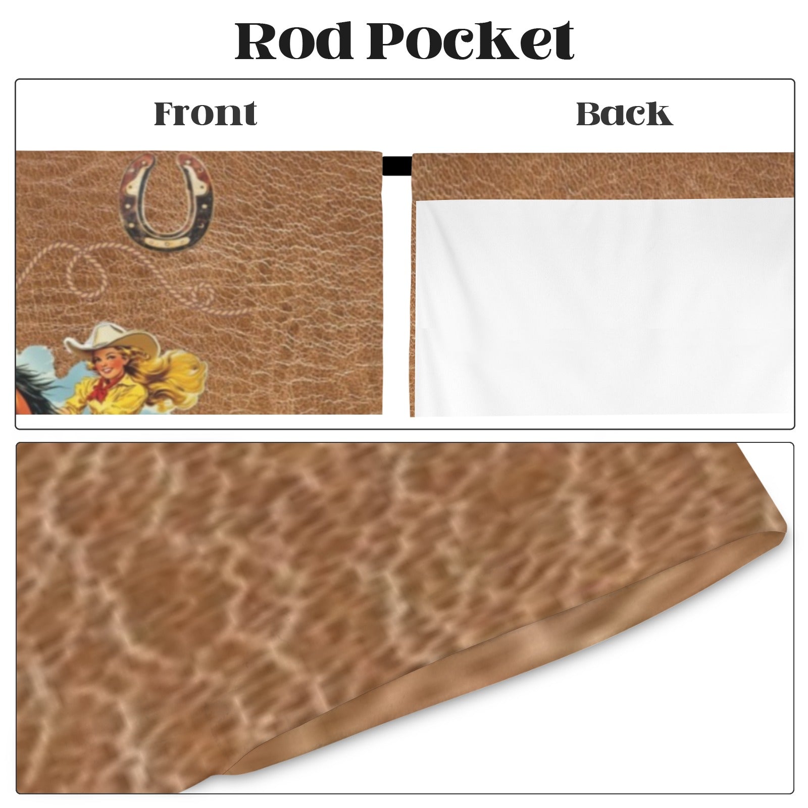 Baha Ranch Vintage Cowgirl Drapes 52" x 63" Made in America by Baha Ranch Western Wear - product image 4