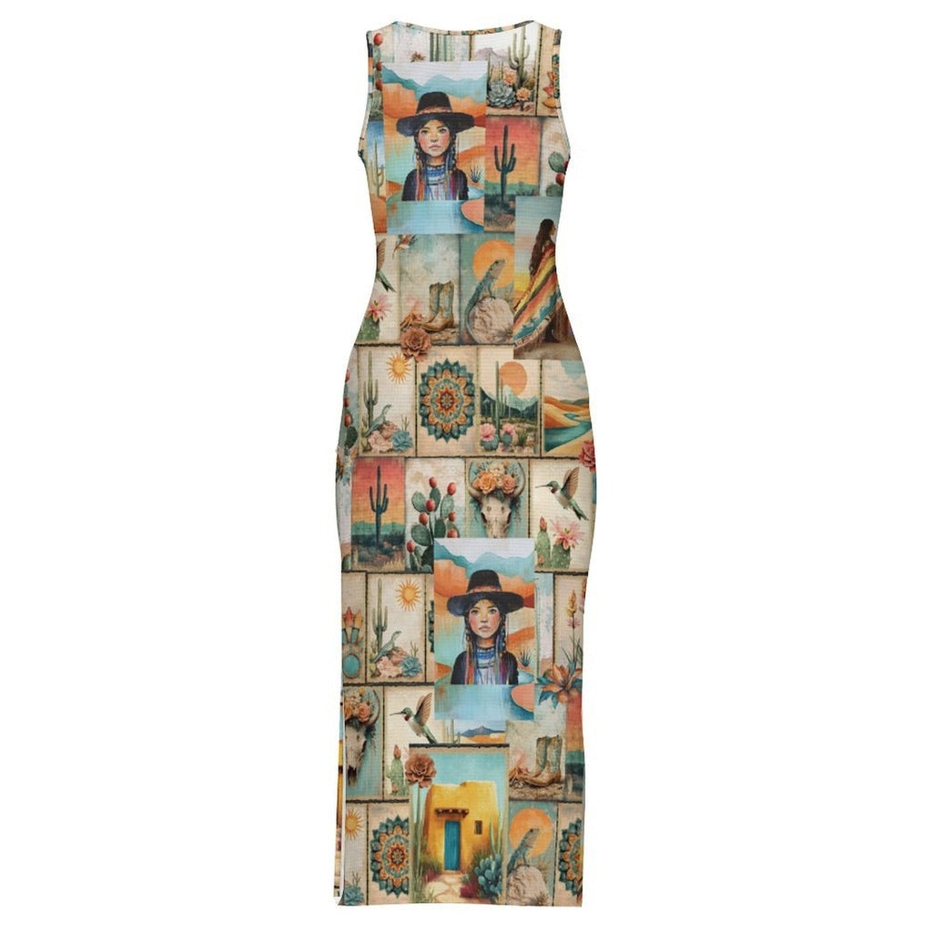 Baha Ranch New Colores De Mexico Pictures of the Southwest Bodycon Side Slit Long Dress by Baha Ranch Western Wear -...