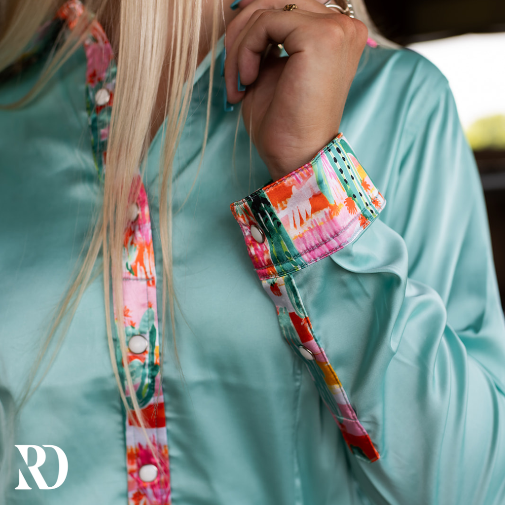 Wild Cactus Satin Performance Rodeo Shirt — view 3