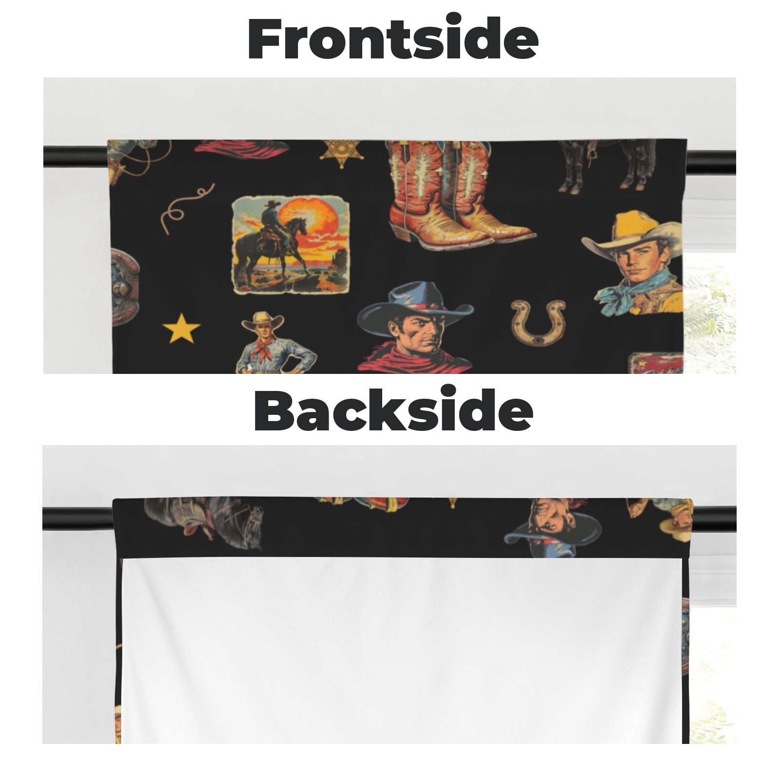 Baha Ranch Vintage Cowboy Collage Western Curtains 28" x 40" Made in America by Baha Ranch Western Wear - product image 4