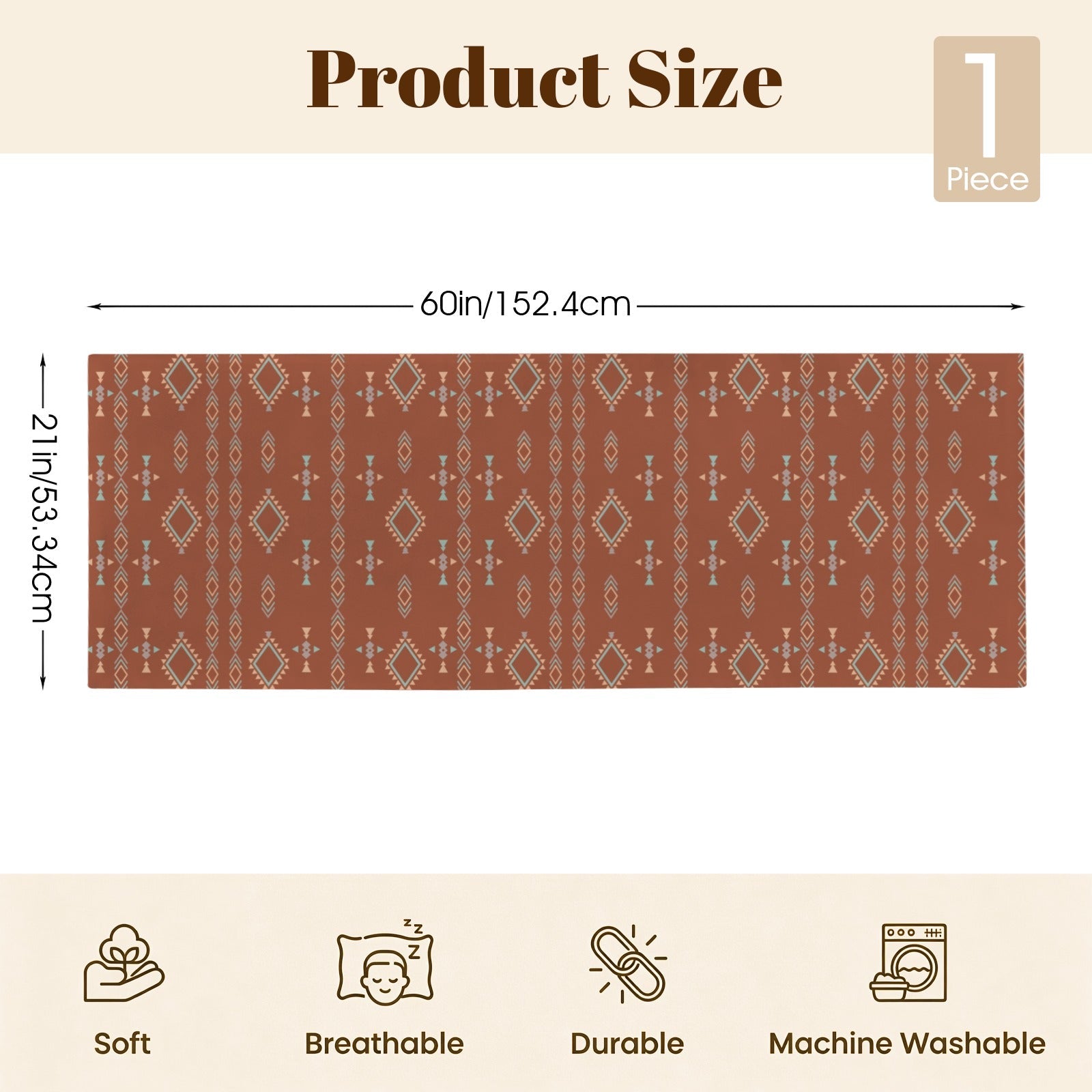 Baha Ranch Brown Aztec Body Pillow Cover Made in America by Baha Ranch Western Wear - product image 6