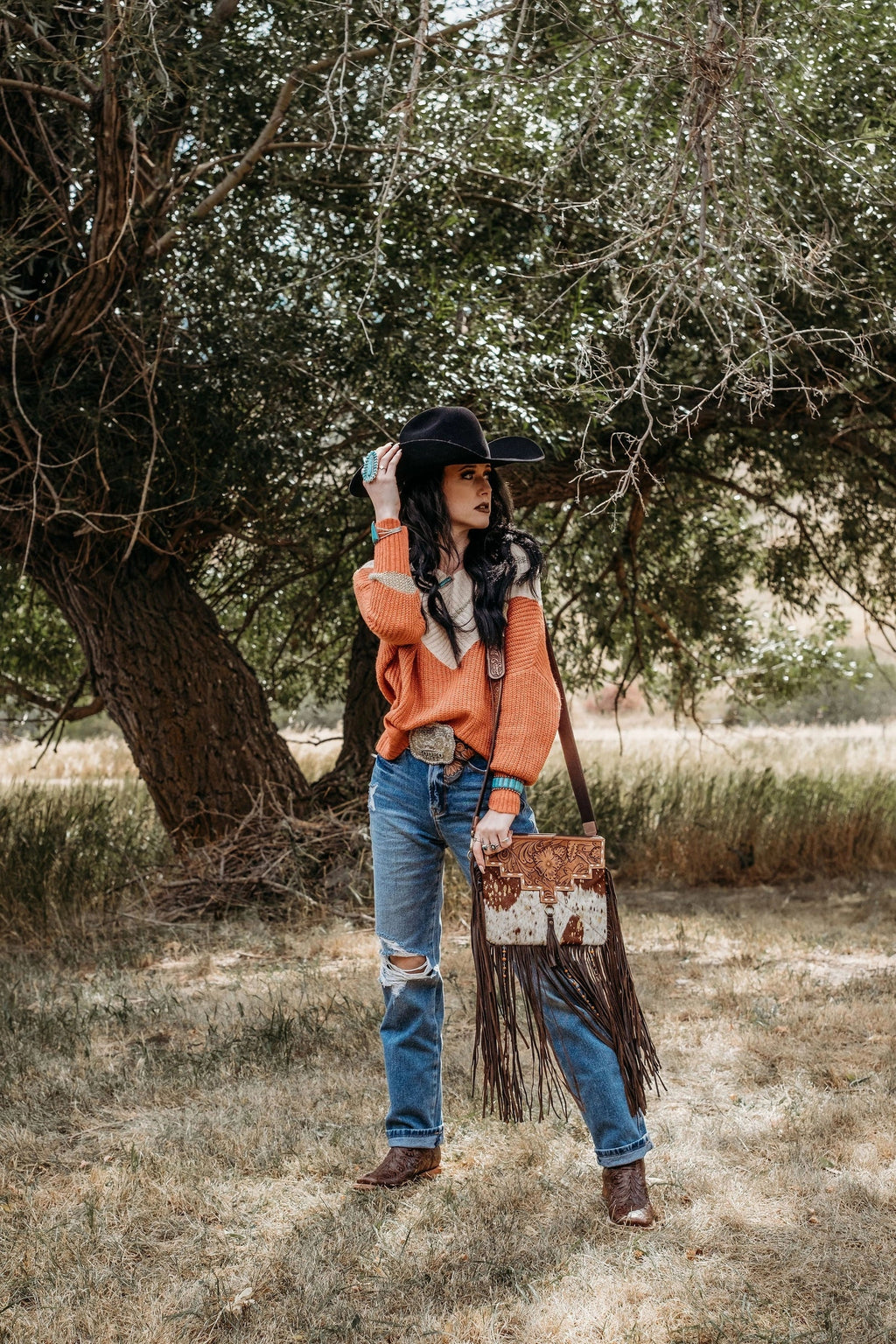 The Lancaster - Gold Splattered Cowhide | Purse — view 3