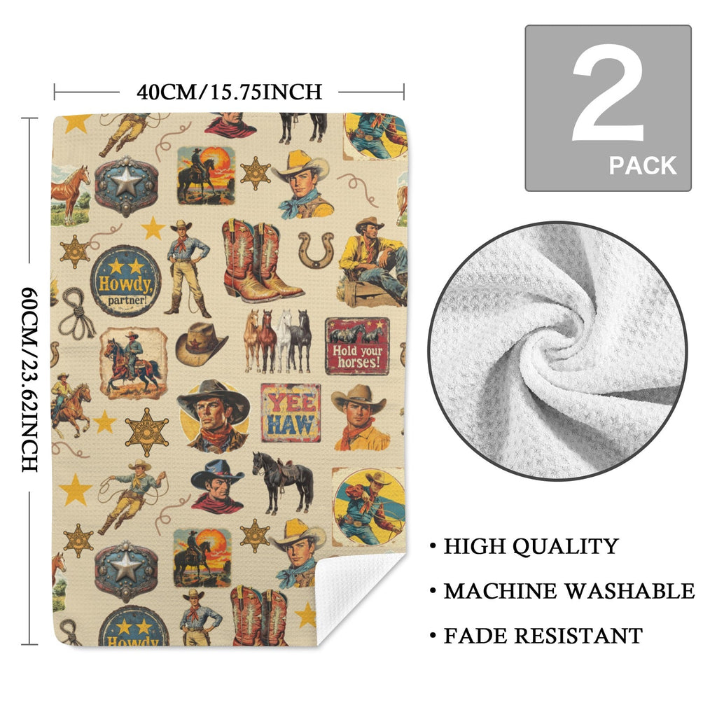 Baha Ranch Vintage Cowboy Collage Set of 2 Dish Towels Made in America by Baha Ranch Western Wear - product image 2