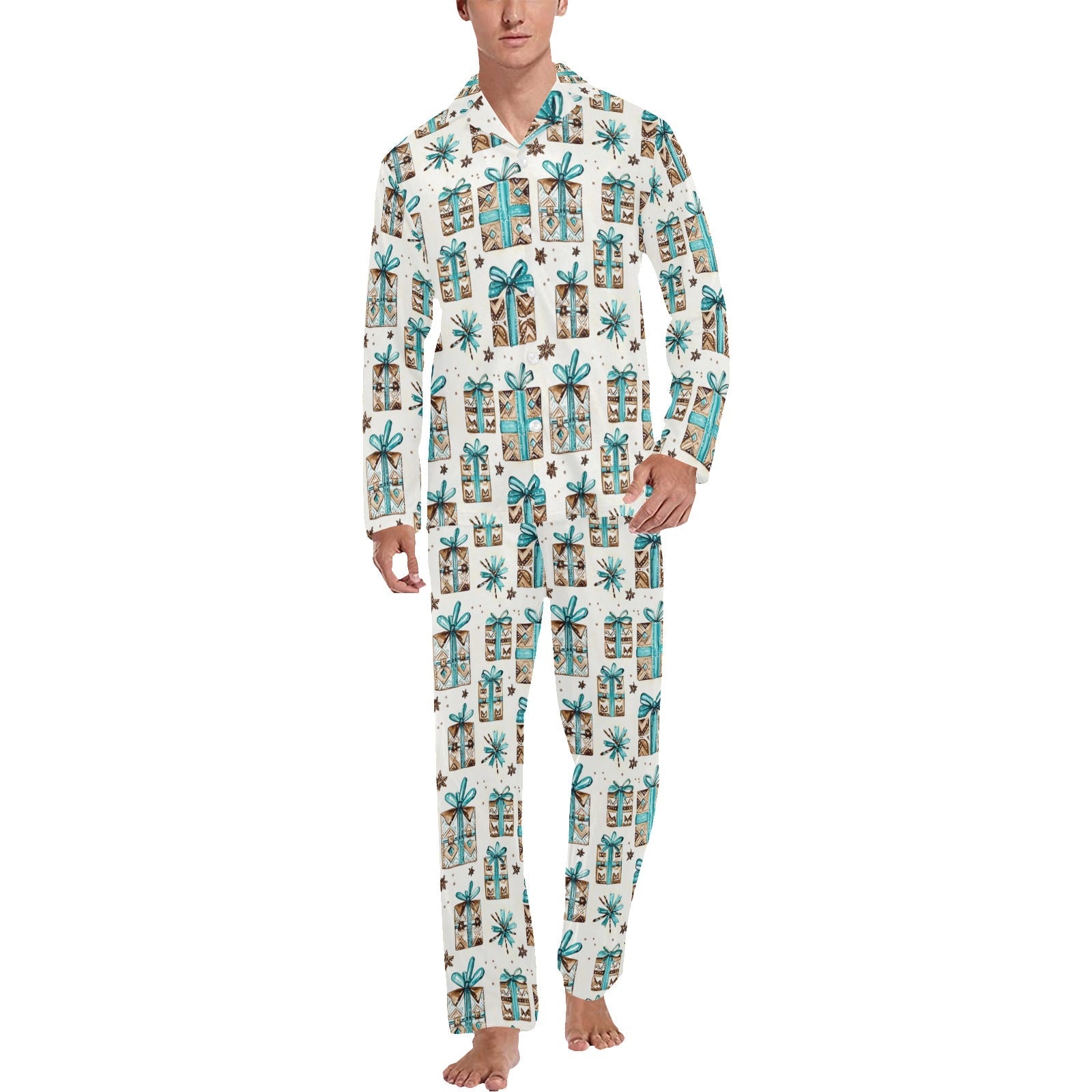 Baha Ranch Turquoise Christmas Presents Men's Western Pajamas by Baha Ranch Western Wear
