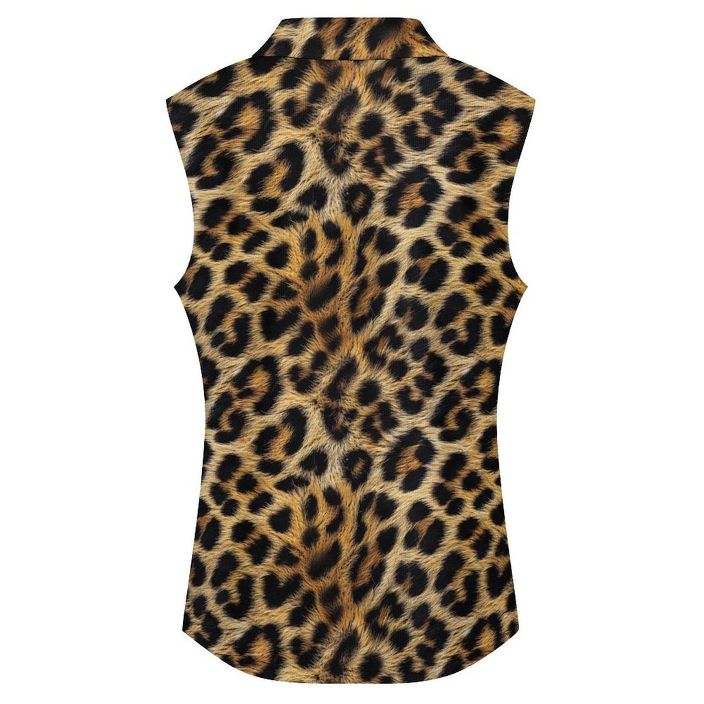 Baha Ranch Leopard Print Sleeveless Polo Top by Baha Ranch Western Wear - product image 4