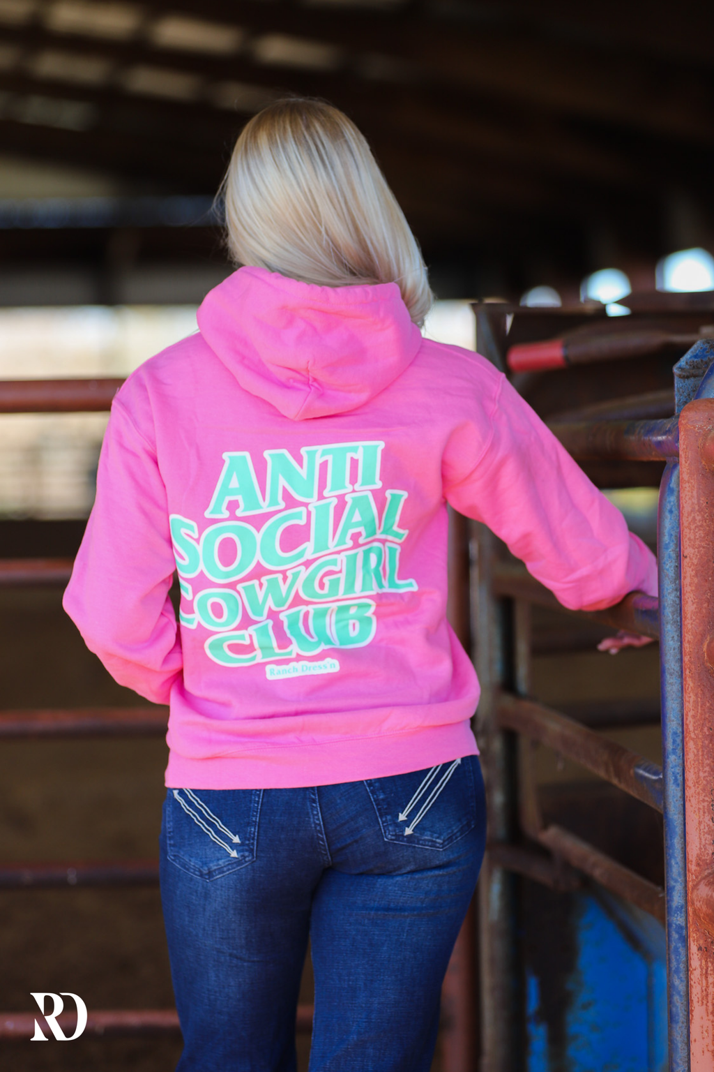 Anti Social Cowgirl Club Hoodie - Neon Pink — view 2