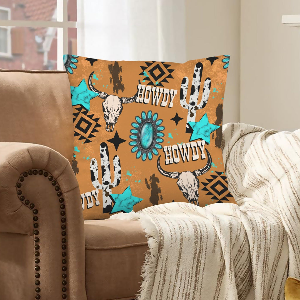 Baha Ranch Howdy Velvety Soft Throw Pillow Case Made in America by Baha Ranch Western Wear