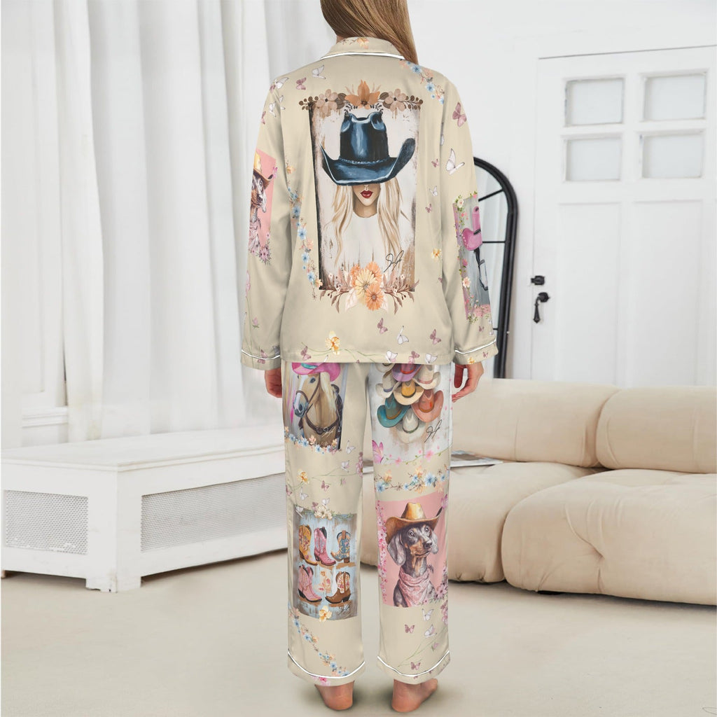 Baha Ranch Danilo Painted Cowgirl Satin Long Pajamas by Baha Ranch Western Wear - product image 9