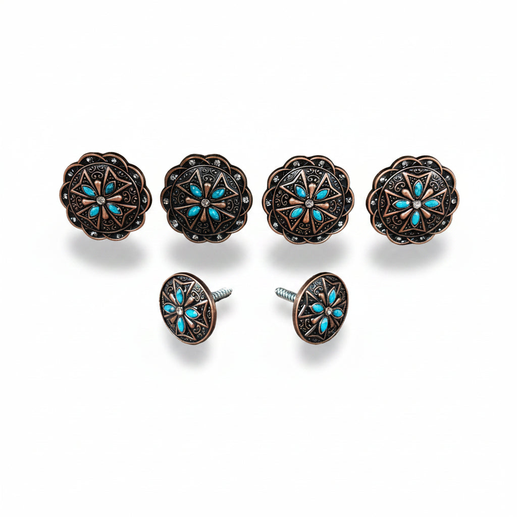Copper Turquoise & Crystal Saddle Set SSW138 — view 2
