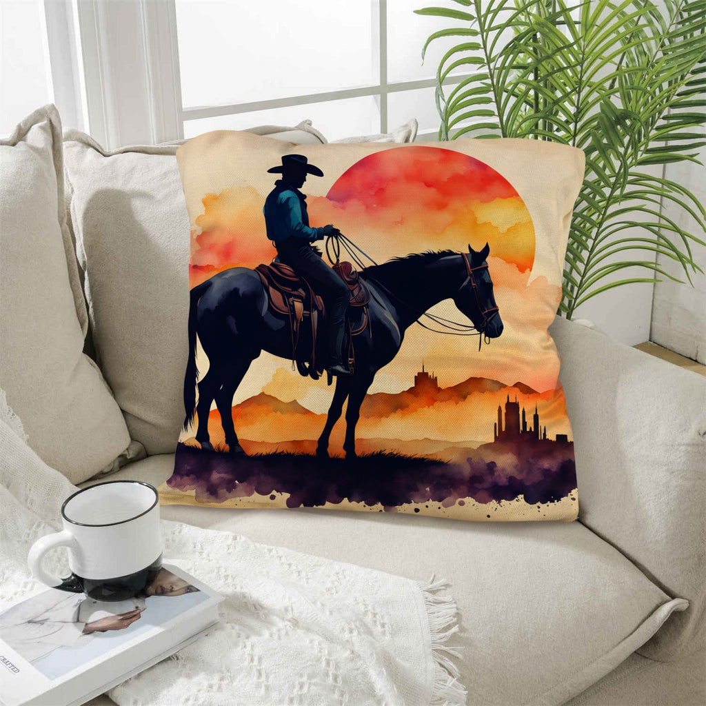 Baha Ranch Watercolor Desert Cowboy Throw Pillow Case Made in America by Baha Ranch Western Wear - product image 2