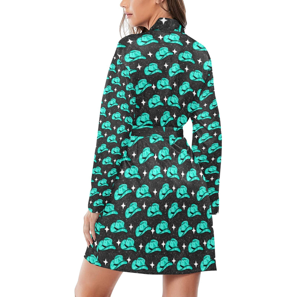 Baha Ranch Turquoise cowgirl Hat Women's Belted Satin Feel Dressing Lounge Robe by Baha Ranch Western Wear - product image 2