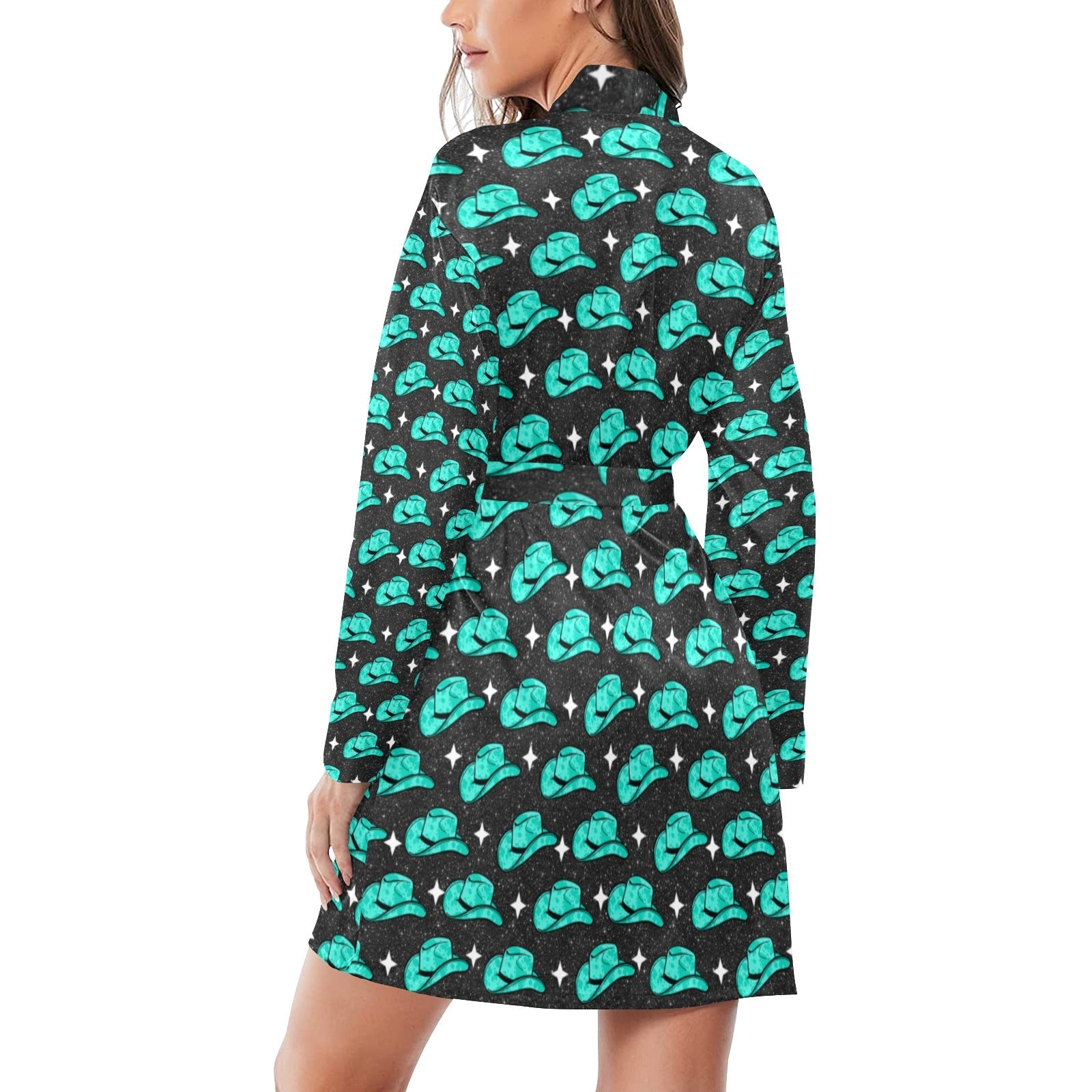 Baha Ranch Turquoise cowgirl Hat Women's Belted Satin Feel Dressing Lounge Robe by Baha Ranch Western Wear - product image 2