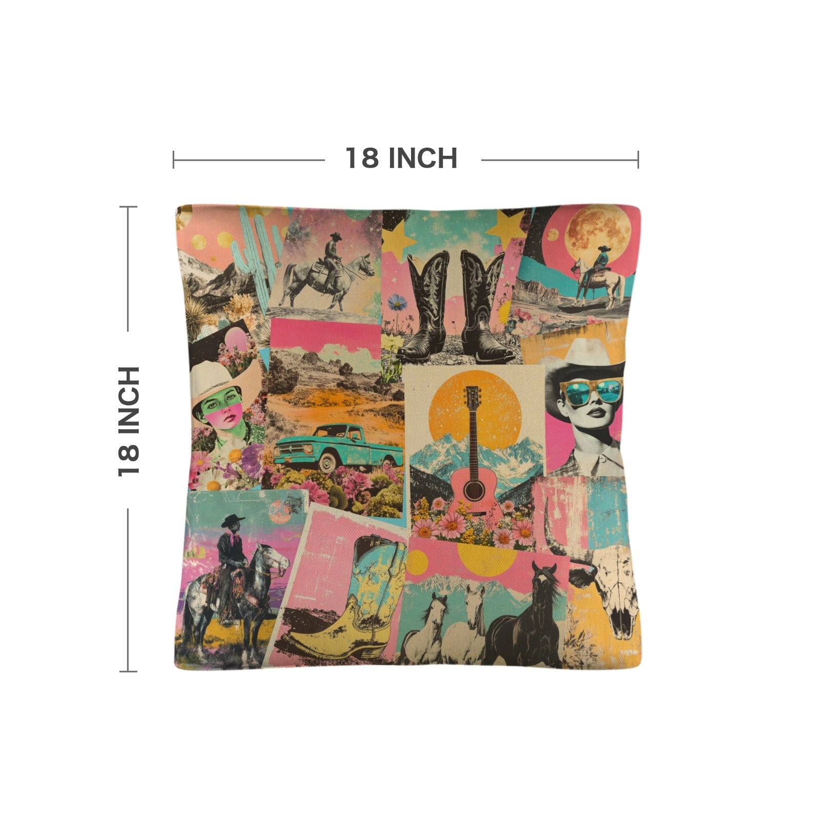 Baha Ranch Retro Pop Western Collage Pillow Case Made in America by Baha Ranch Western Wear - product image 3