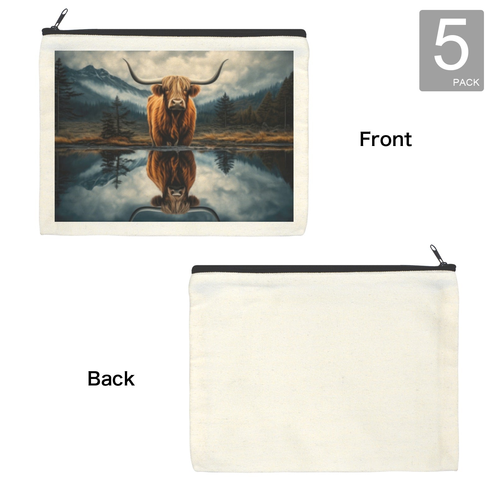 Baha Ranch Reflection Highland Cow Cosmetic Bag Made in America by Baha Ranch Western Wear - product image 4